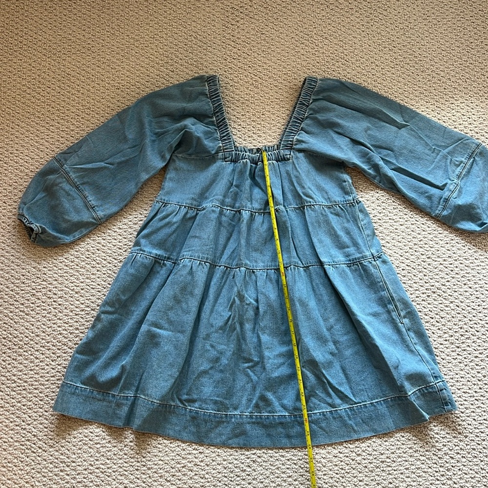 Free People denim A-line dress 3/4 sleeve size xs